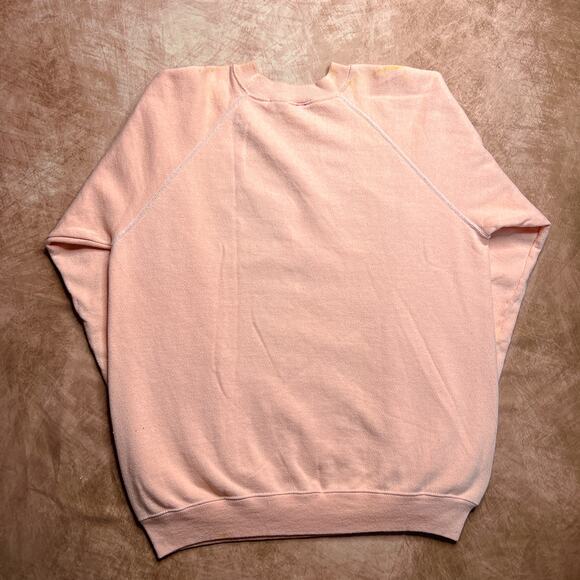Vintage 80s Hanes Teddy Bear Heart Crewneck Sweatshirt Pink Textured Print Bows - Picture 3 of 10
